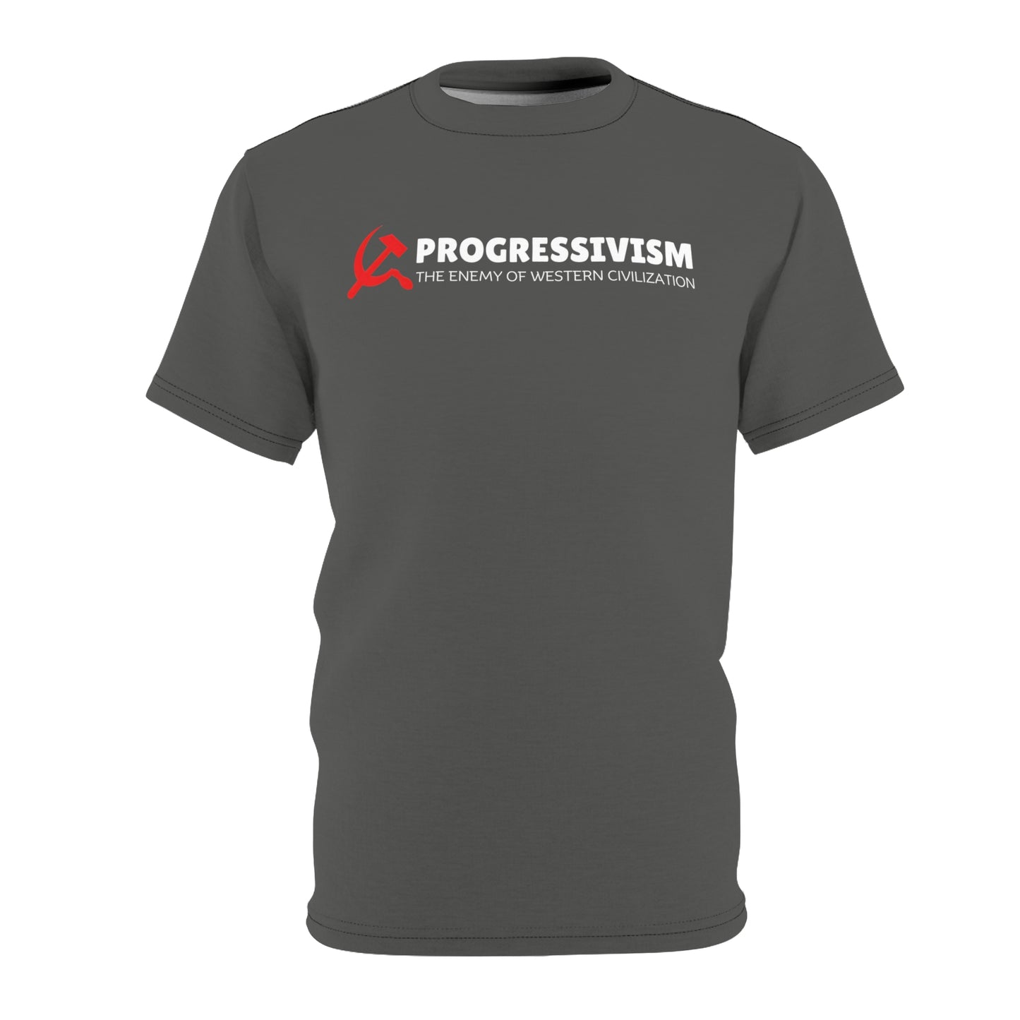 "Progressivism - Enemy of Western Civilization", Unisex Tee (Panzer Grey)