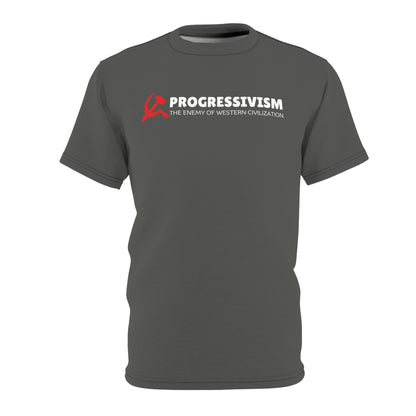 "Progressivism - Enemy of Western Civilization", Unisex Tee (Panzer Grey)