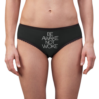"Be Awake Not Woke" #2, Women's Briefs (Void Black)