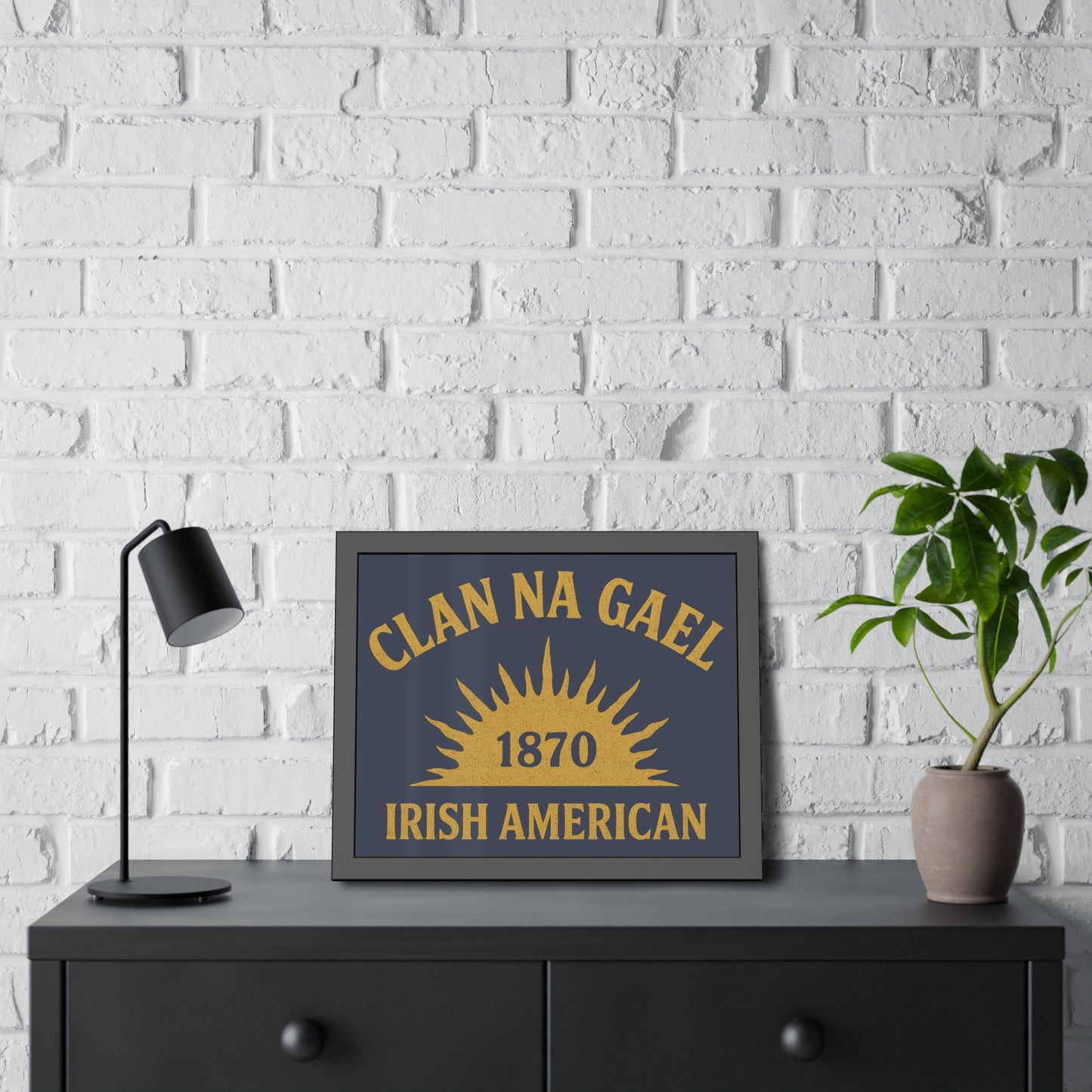 "Clan na Gael - Irish American", Framed Paper Poster (Blue Burka Grey)