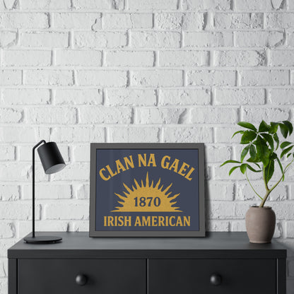 "Clan na Gael - Irish American", Framed Paper Poster (Blue Burka Grey)