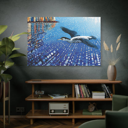 "Sky Kin I – Gannet Over the Reflecting Stack", Fine Art Matte Canvas, Stretched, 1.25"