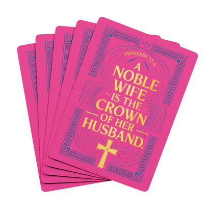 "Proverbs 12:4", Christian Playing Cards (Hot Pink)