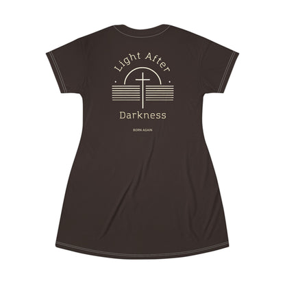 "Light After Darkness - Born Again", T-Shirt Dress (Rich Soil Brown)