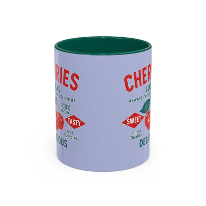 "Delicious Cherries", Colorful Mugs (11oz, 15oz) (Retro Periwinkle)
