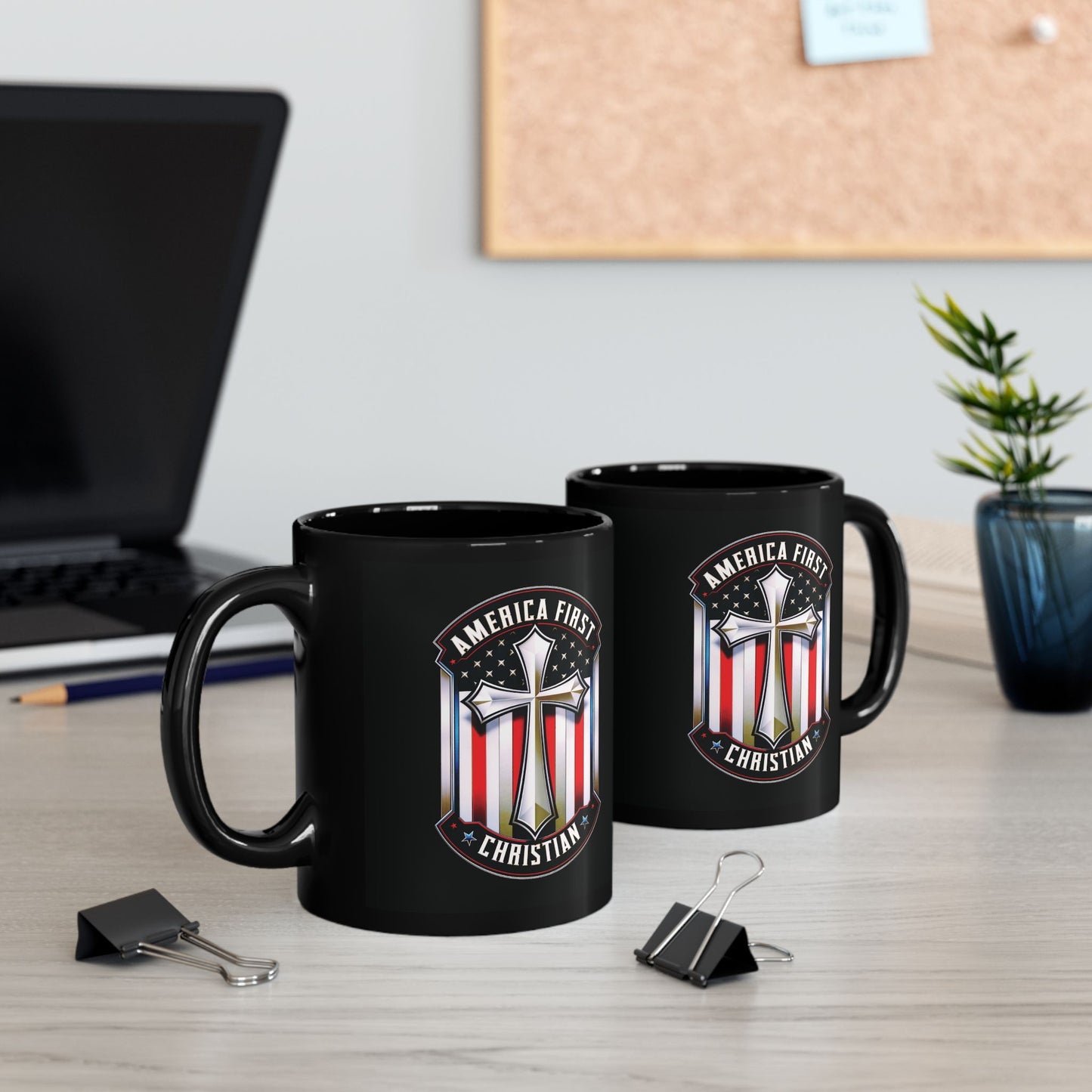 "America First Christian" #01, Black Mug (11oz & 15oz)