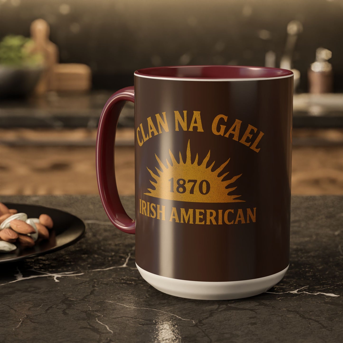 "Clan na Gael - Irish American", Colorful Mugs (11oz, 15oz) (Wild Boar Brown)