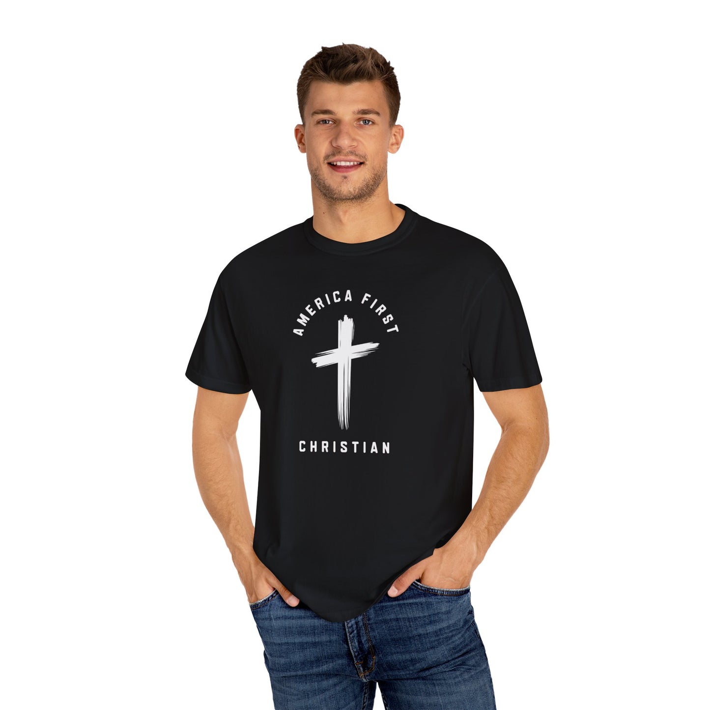 "America First Christian" #05, Unisex T-shirt (Dark Colors)