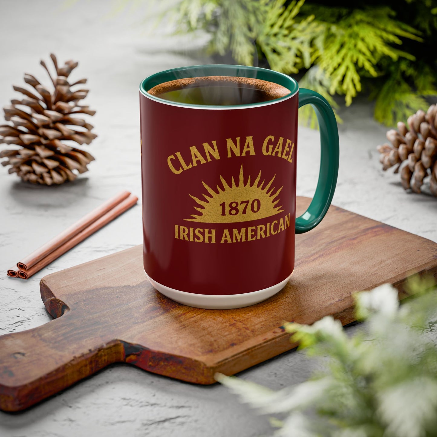 "Clan na Gael - Irish American", Colorful Mugs (11oz, 15oz) (Palladius Red)