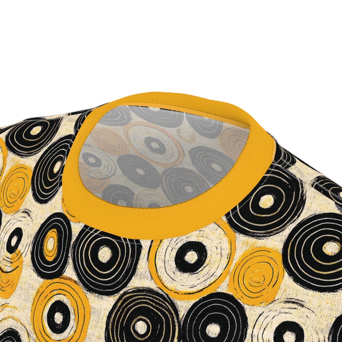 "Old 45's", Wearable Pattern Art Unisex Tee (Cyber Yellow Collar)