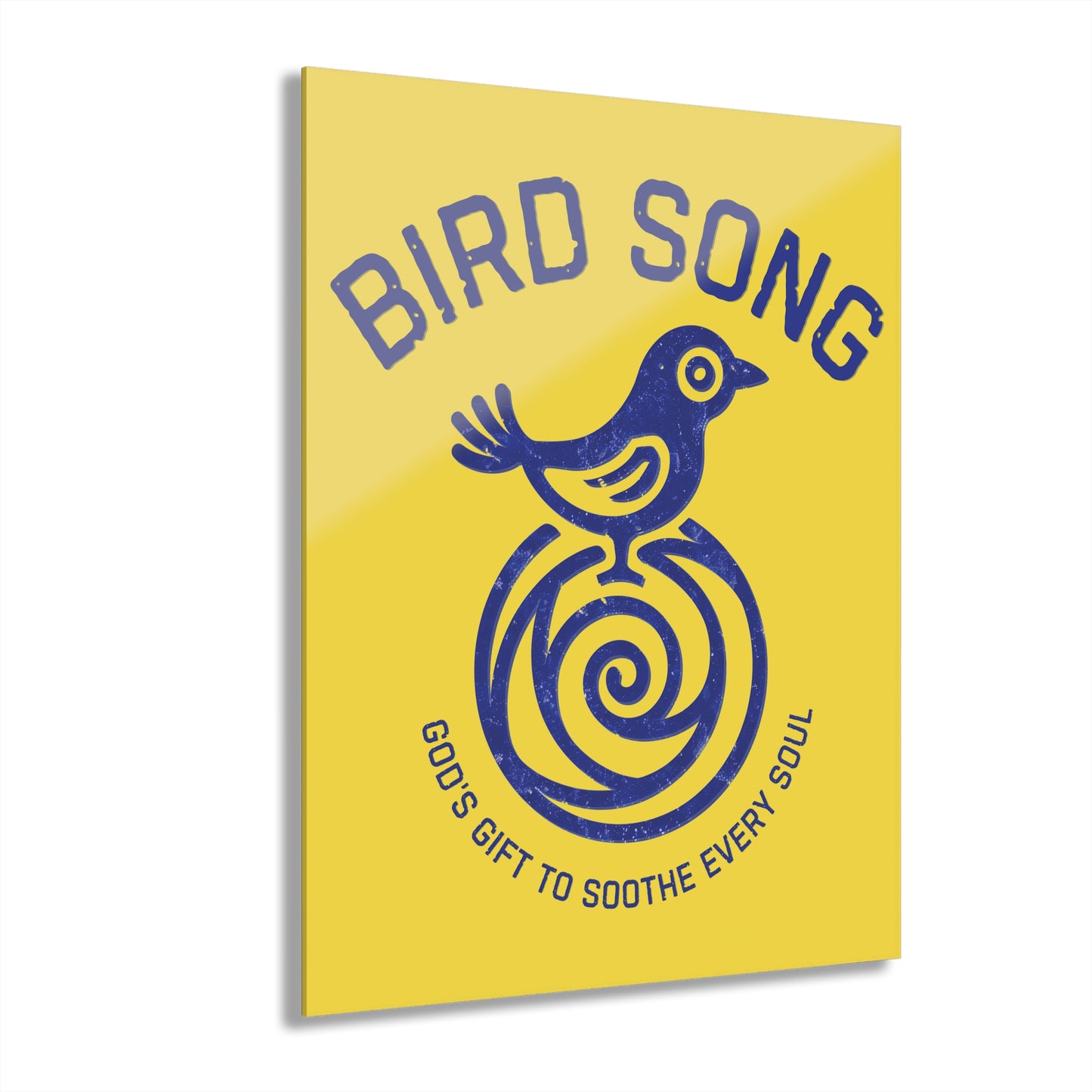 "Bird Song", Christian Acrylic Wall Prints (French Cleat Hanging) (Lady Finger Banana Yellow)