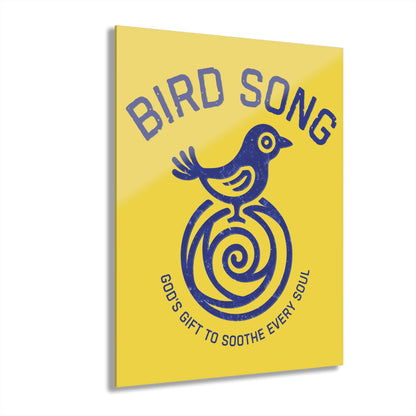 "Bird Song", Christian Acrylic Wall Prints (French Cleat Hanging) (Lady Finger Banana Yellow)