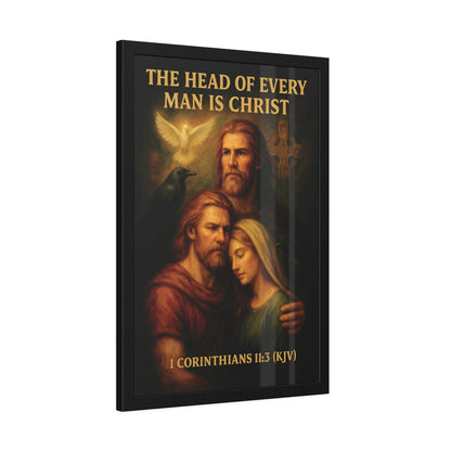 "1 Corinthians 11:3 (KJV)", Framed Paper Poster (Shadow Black)