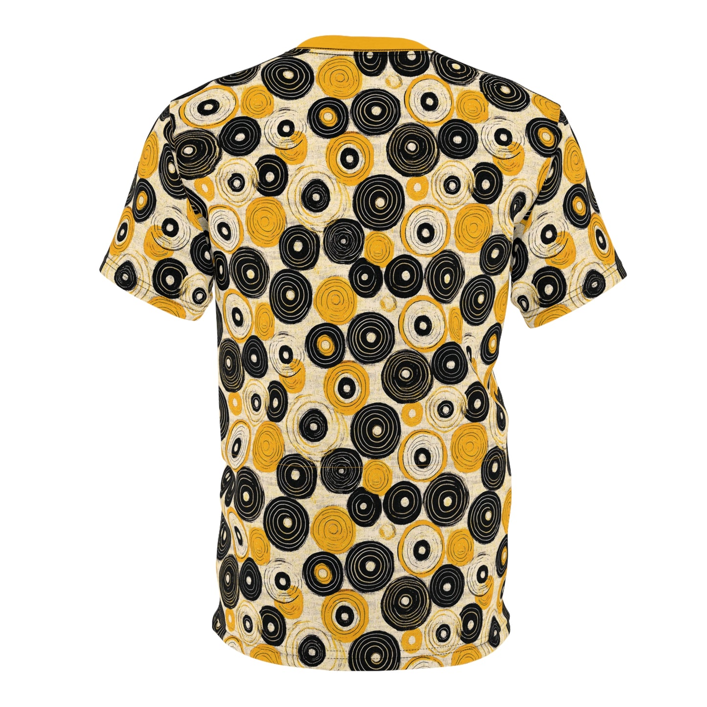 "Old 45's", Wearable Pattern Art Unisex Tee (Cyber Yellow Collar)