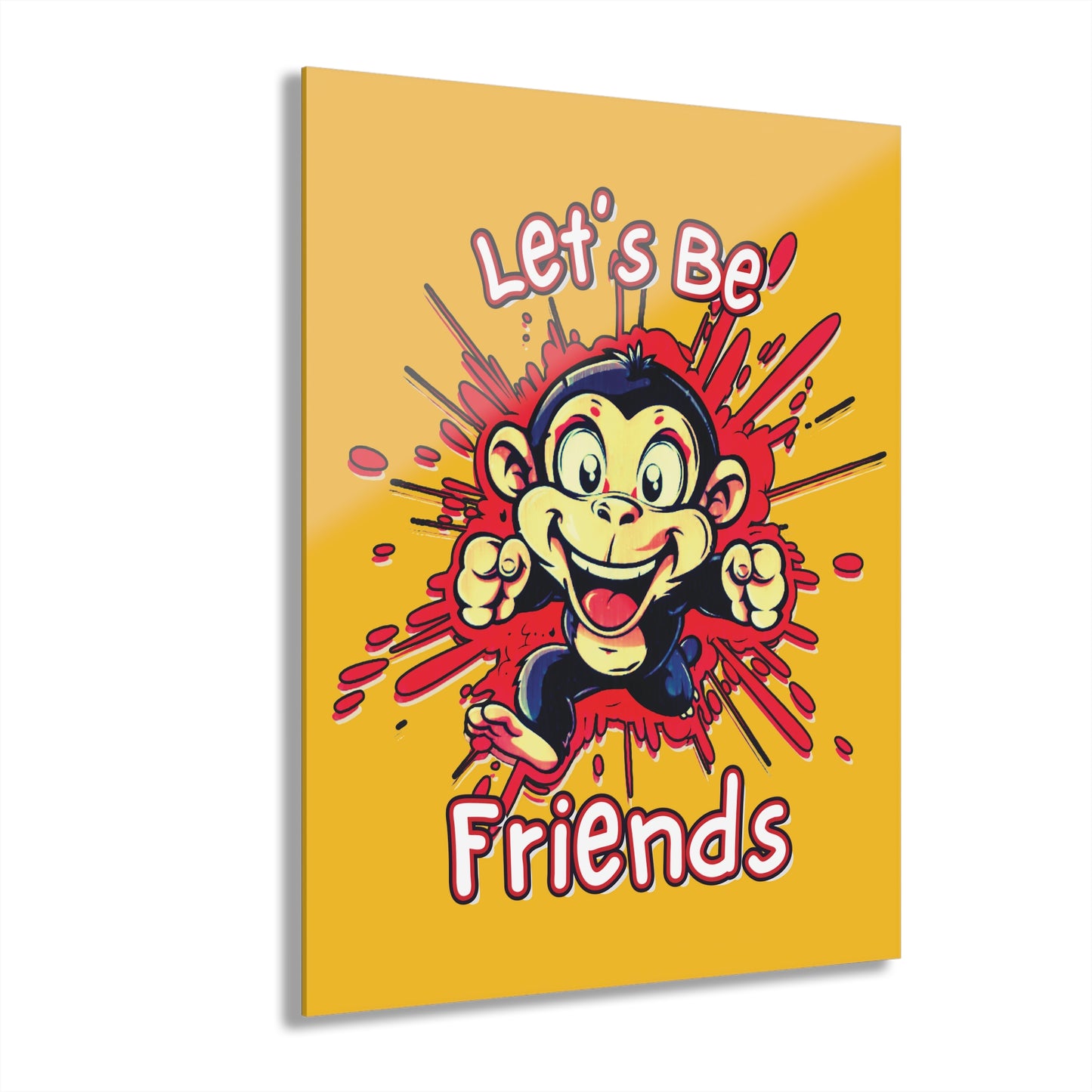 "Let's Be Friends", Acrylic Wall Prints (French Cleat Hanging) (Honey Yellow)