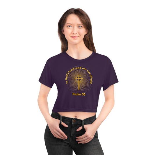 "Psalm 56 - In God I Trust and Am Not Afraid", Crop Tee (Purple Nights)
