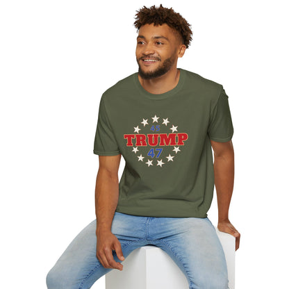 "Trump 45-47 Circle of Stars", Unisex Softstyle T-Shirt