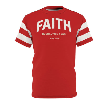 "Faith Overcomes Fear", Unisex Tee (Light Cherry Red)