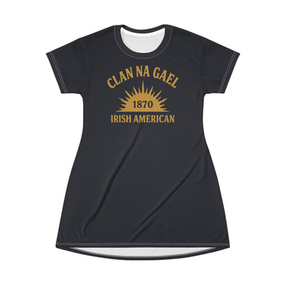 "Clan na Gael - Irish American", T-Shirt Dress (Black Denim)