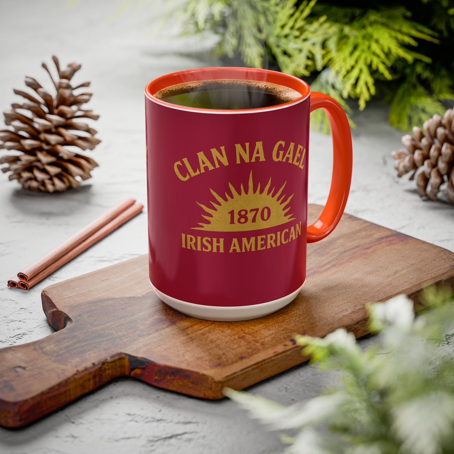 "Clan na Gael - Irish American", Colorful Mugs (11oz, 15oz) (Fénechas Red)