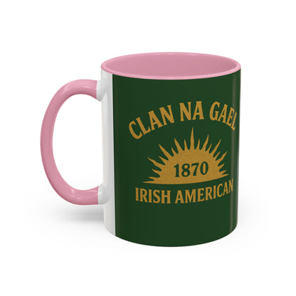 "Clan na Gael - Irish American", Colorful Mugs (11oz, 15oz) (Brithemain Green)