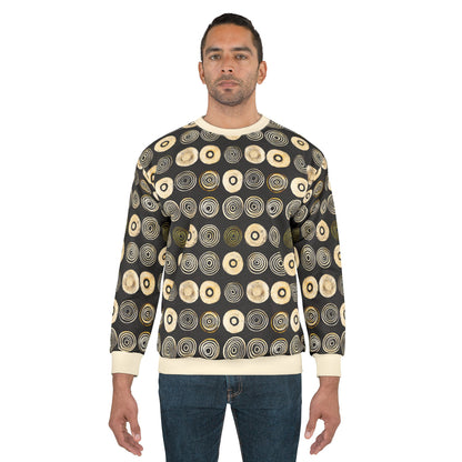 "Punk Polka", Wearable Pattern Art Unisex Sweatshirt (Iced Almond Cuffs)
