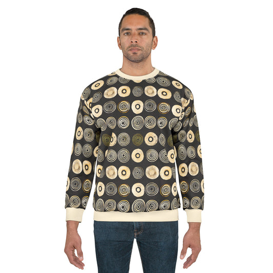 "Punk Polka", Wearable Pattern Art Unisex Sweatshirt (Iced Almond Cuffs)