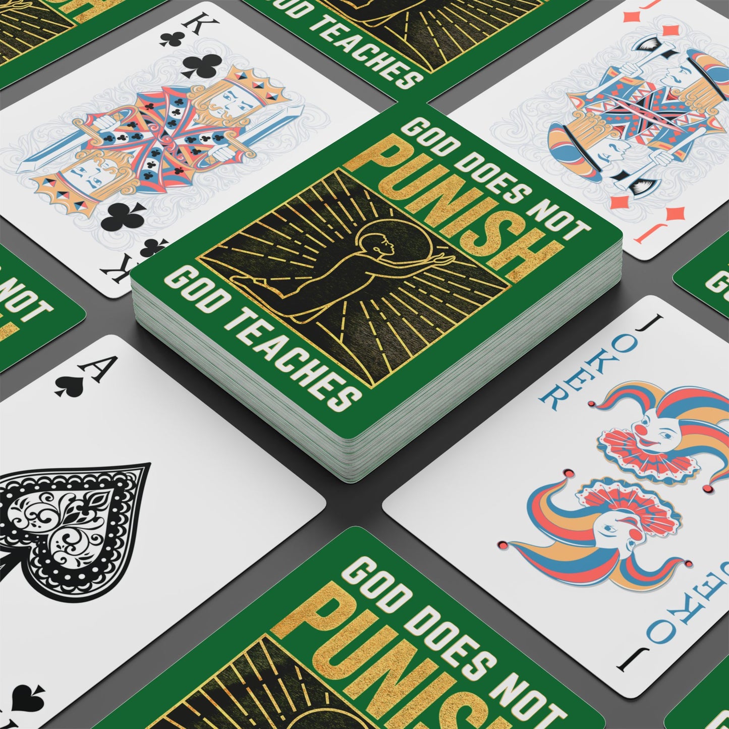 "God Does Not Punish - God Teaches" #03, Christian Playing Cards (Patrick Leaf Green)