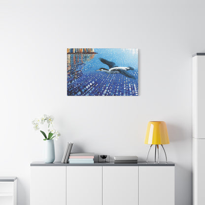 "Sky Kin I – Gannet Over the Reflecting Stack", Fine Art Matte Canvas, Stretched, 1.25"