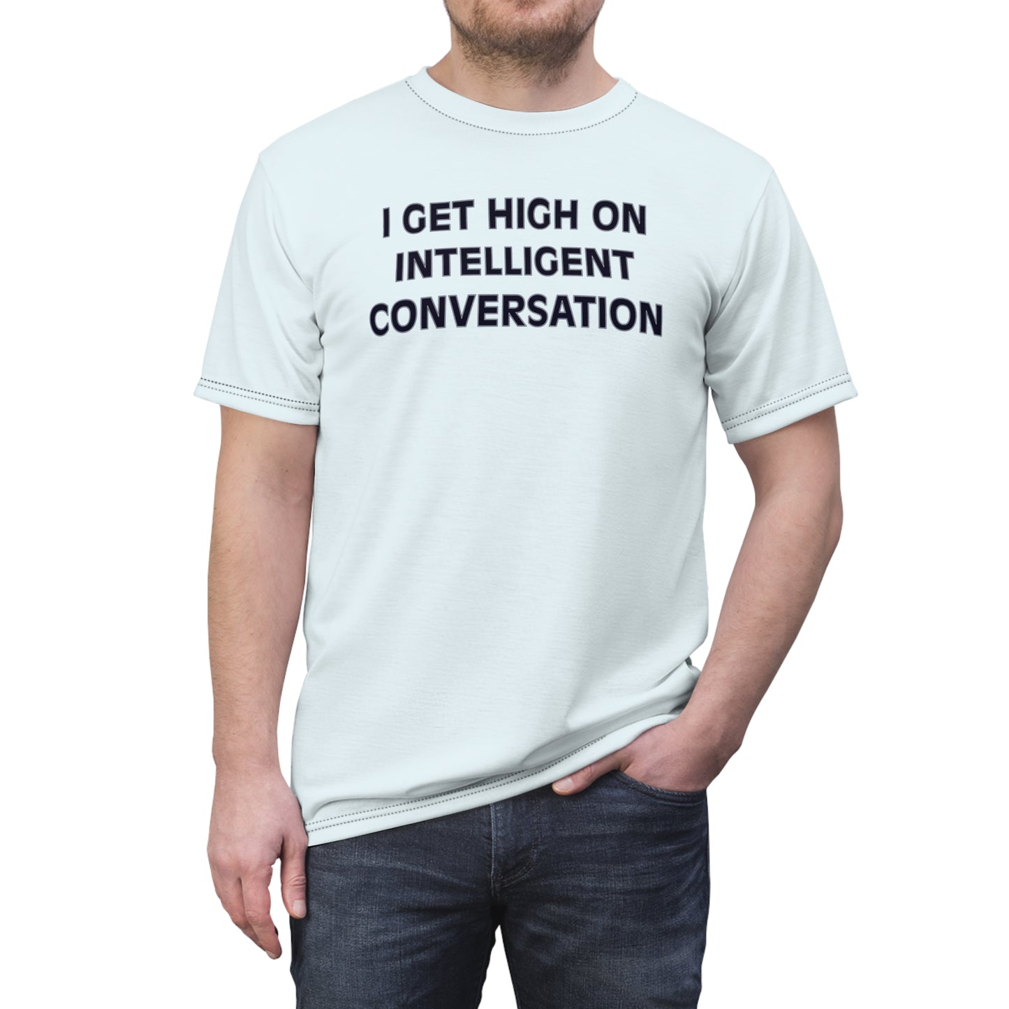 "Intelligent Conversation", Unisex T-shirt (Bubbles Blue)