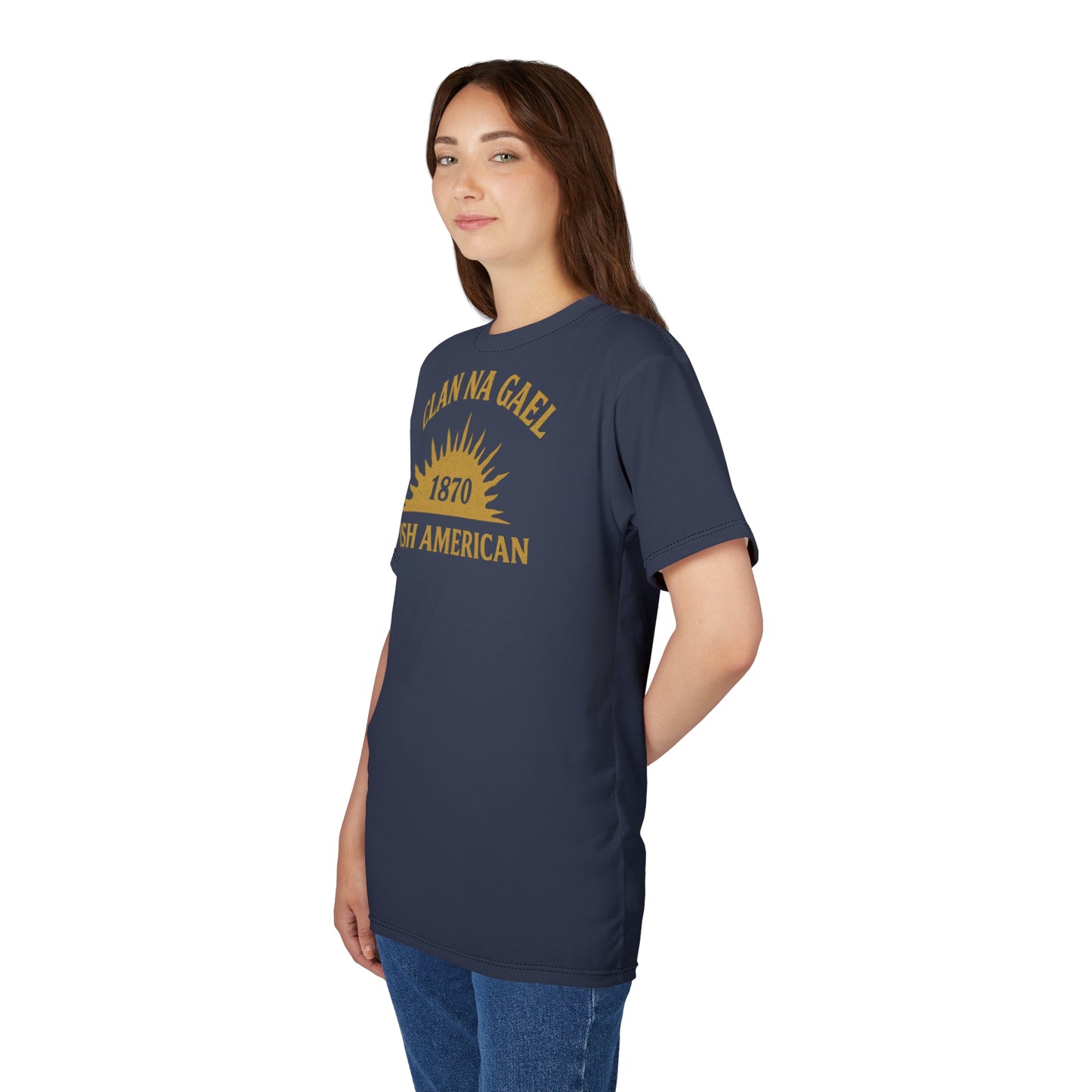 "Clan na Gael - Irish American", Unisex T-shirt (Blue Burka Grey)