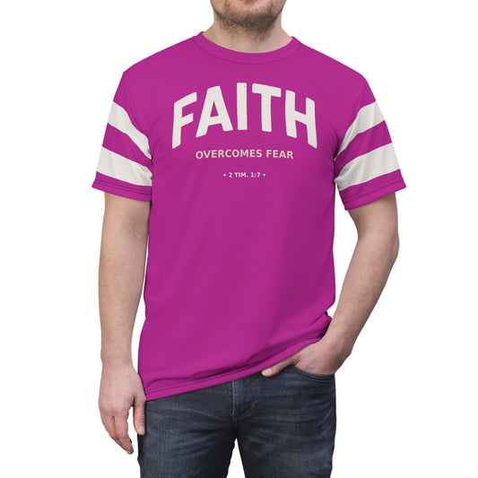 "Faith Overcomes Fear", Unisex Tee (Prairie Foxglove Pink)