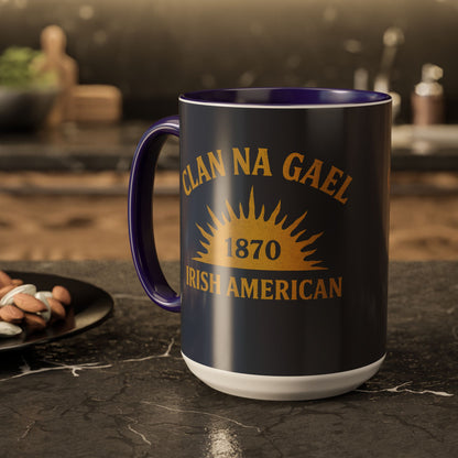 "Clan na Gael - Irish American", Colorful Mugs (11oz, 15oz) (Blue Burka Grey)