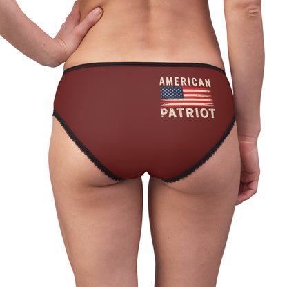 "American Patriot" with Flag #02, Women's Briefs (Emberline Red)
