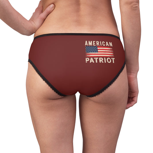 "American Patriot" with Flag #02, Women's Briefs (Emberline Red)
