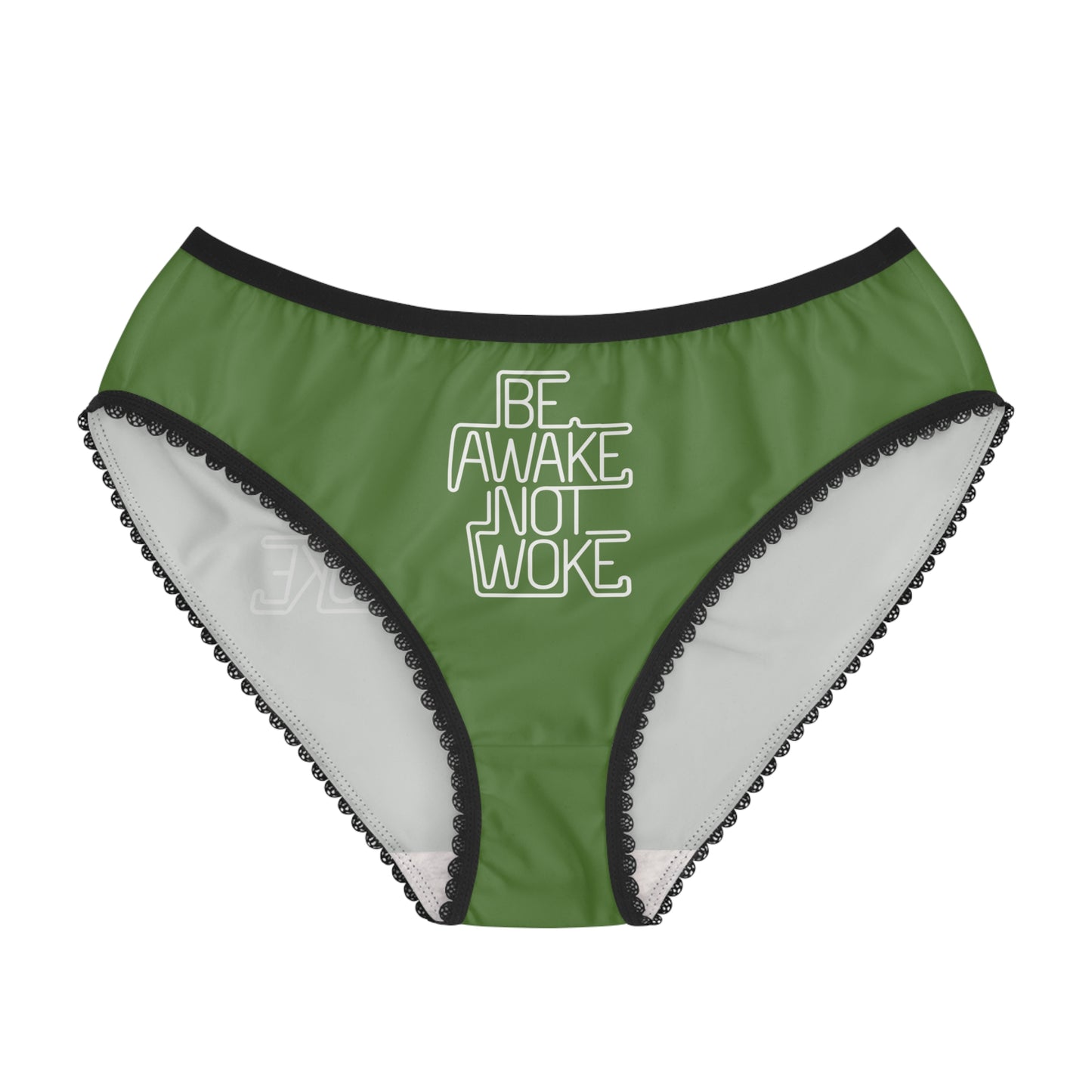 "Be Awake Not Woke" #1, Women's Briefs (Avocado Green)