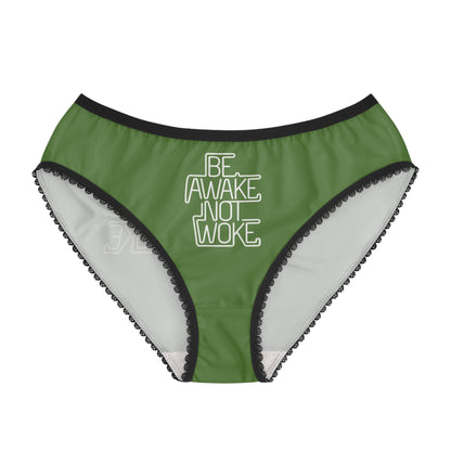 "Be Awake Not Woke" #1, Women's Briefs (Avocado Green)