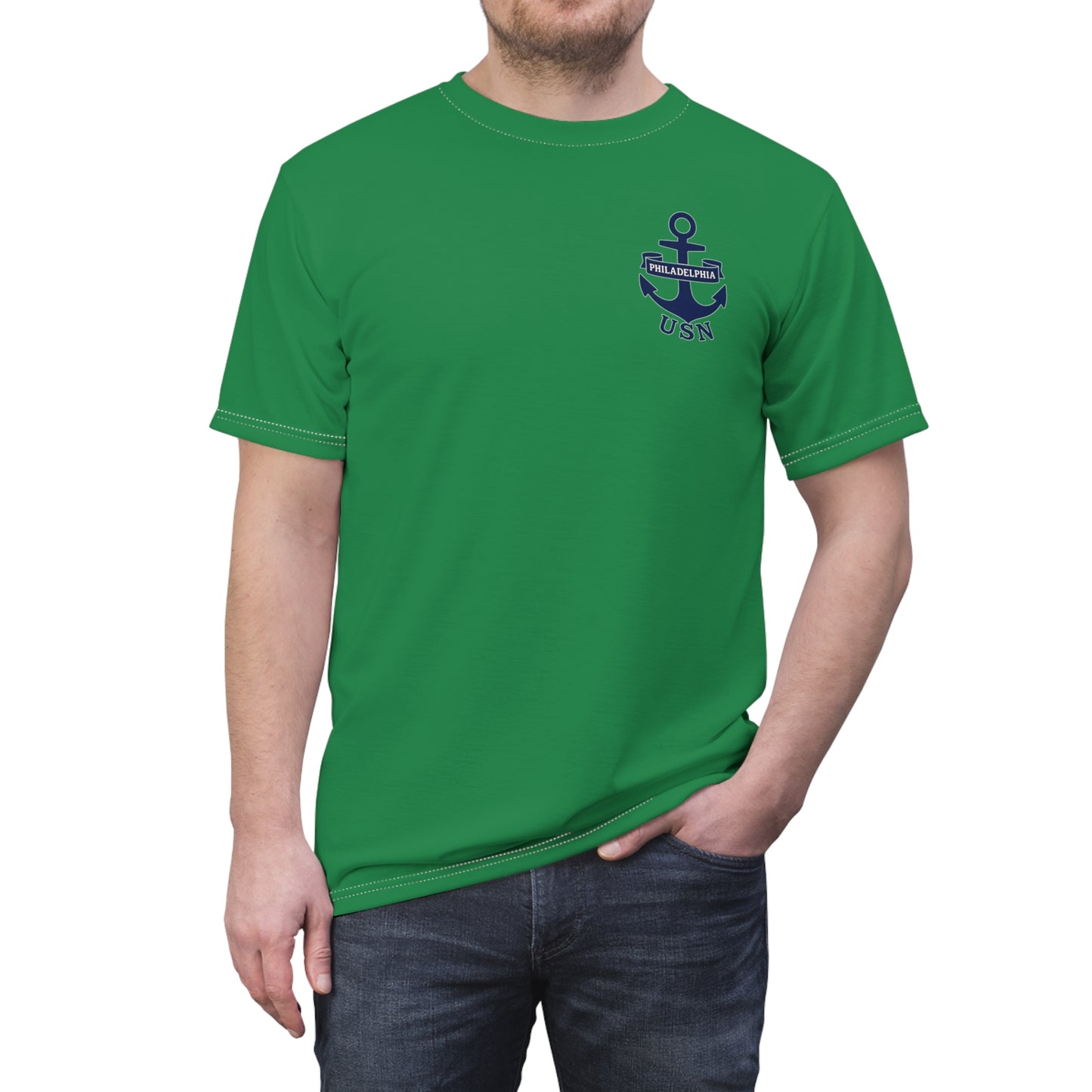 "USN Anchor", Unisex T-shirt (Bottle Glass)