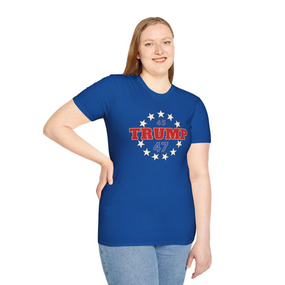 "Trump 45-47 Circle of Stars", Unisex Softstyle T-Shirt