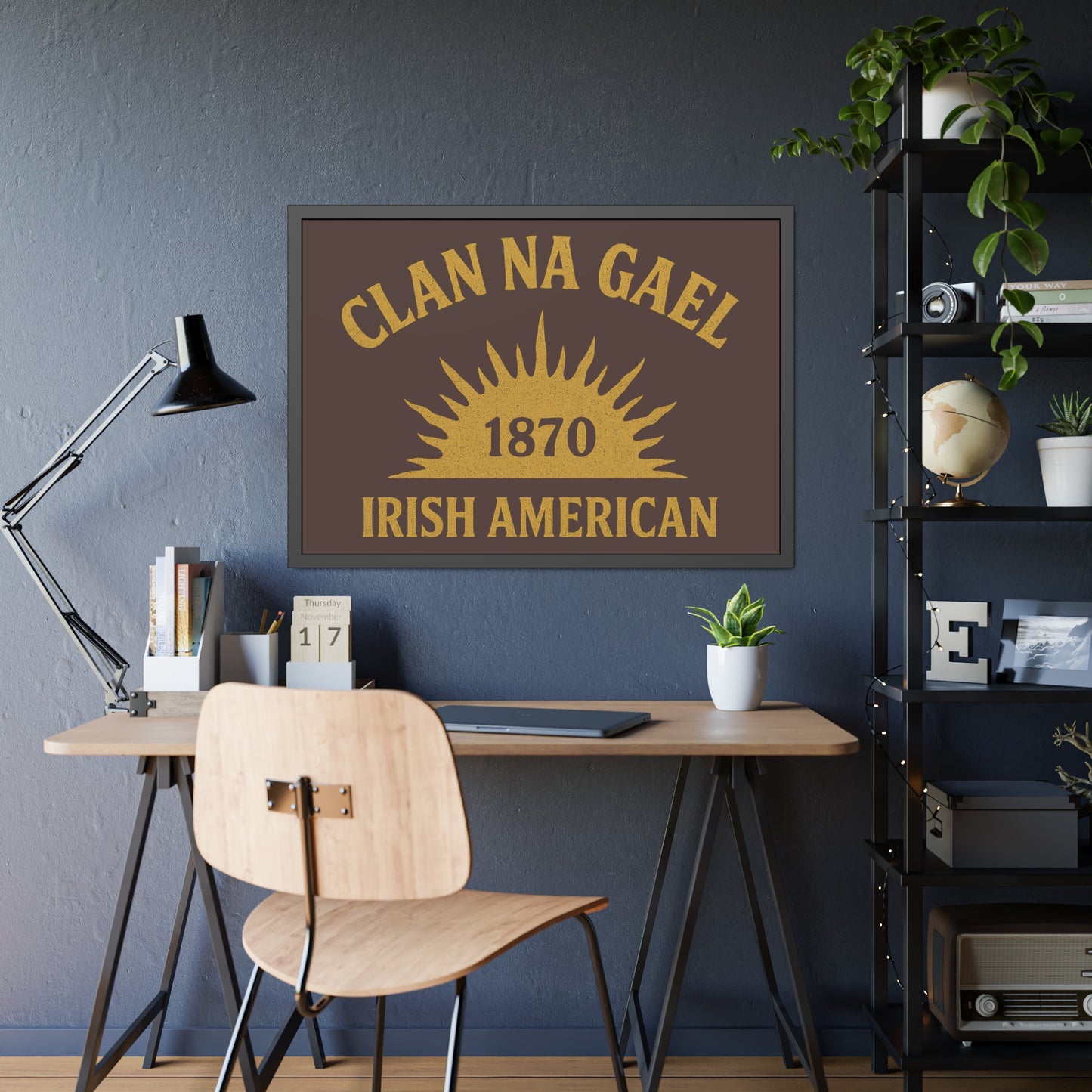 "Clan na Gael - Irish American", Framed Paper Poster (Wild Boar Brown)