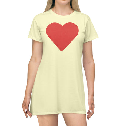 "Big Heart", T-Shirt Dress (Cream Yellow)