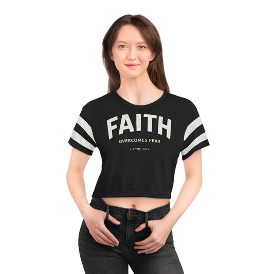 "Faith Overcomes Fear", Crop Tee (Moonless Black)
