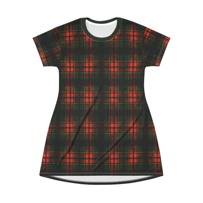 "Kilmor Brieve Tartan", T-Shirt Dress (Brieve Green Collar)