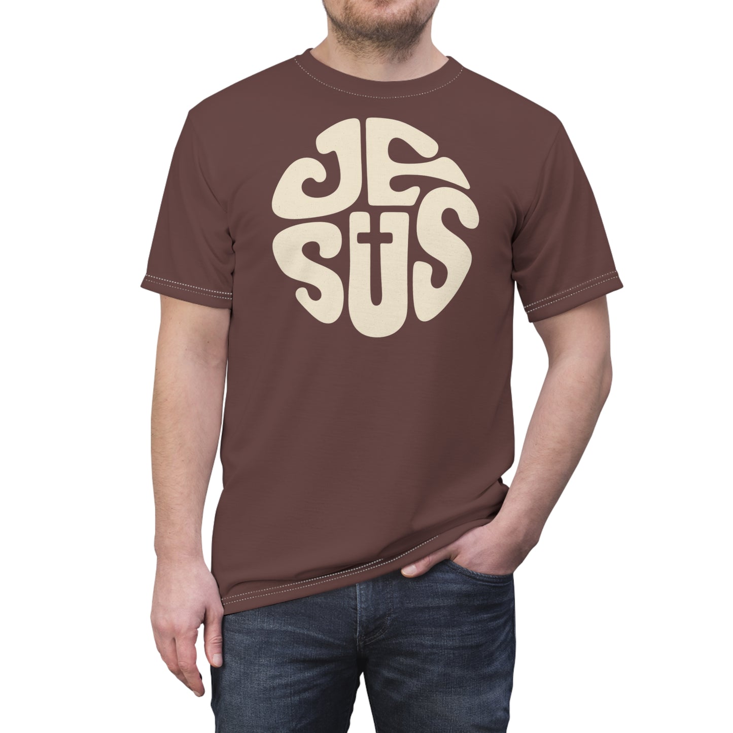 "Retro Jesus", Unisex T-shirt (Rose Ebony)