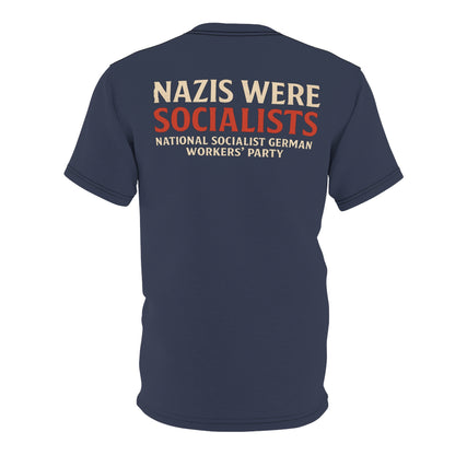 "Nazis were Socialists", Unisex T-shirt (Burka Blue Grey)