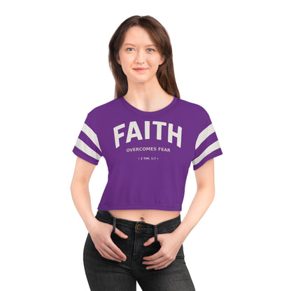 "Faith Overcomes Fear", Crop Tee (Vesper Violet)