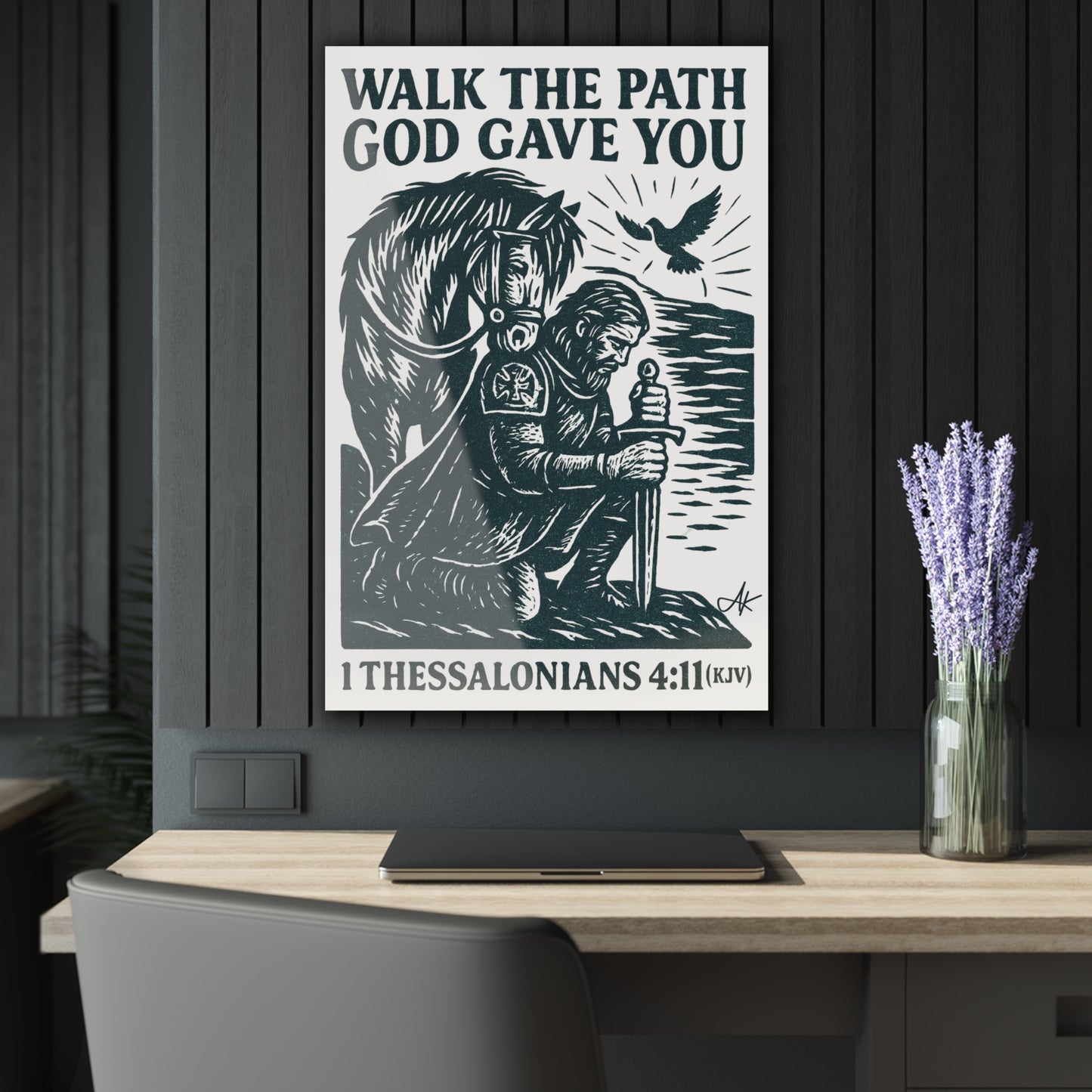"1 Thessalonians 4:11 (KJV)", Acrylic Wall Prints (French Cleat Hanging) (Porcelain White)