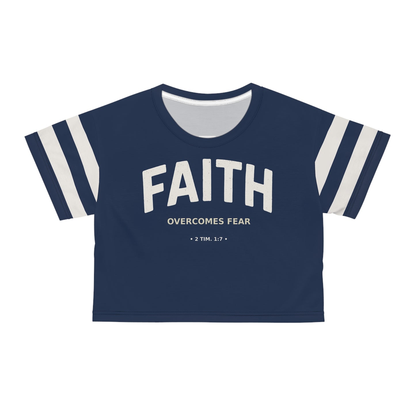 "Faith Overcomes Fear", Crop Tee (Cambridge Blue)