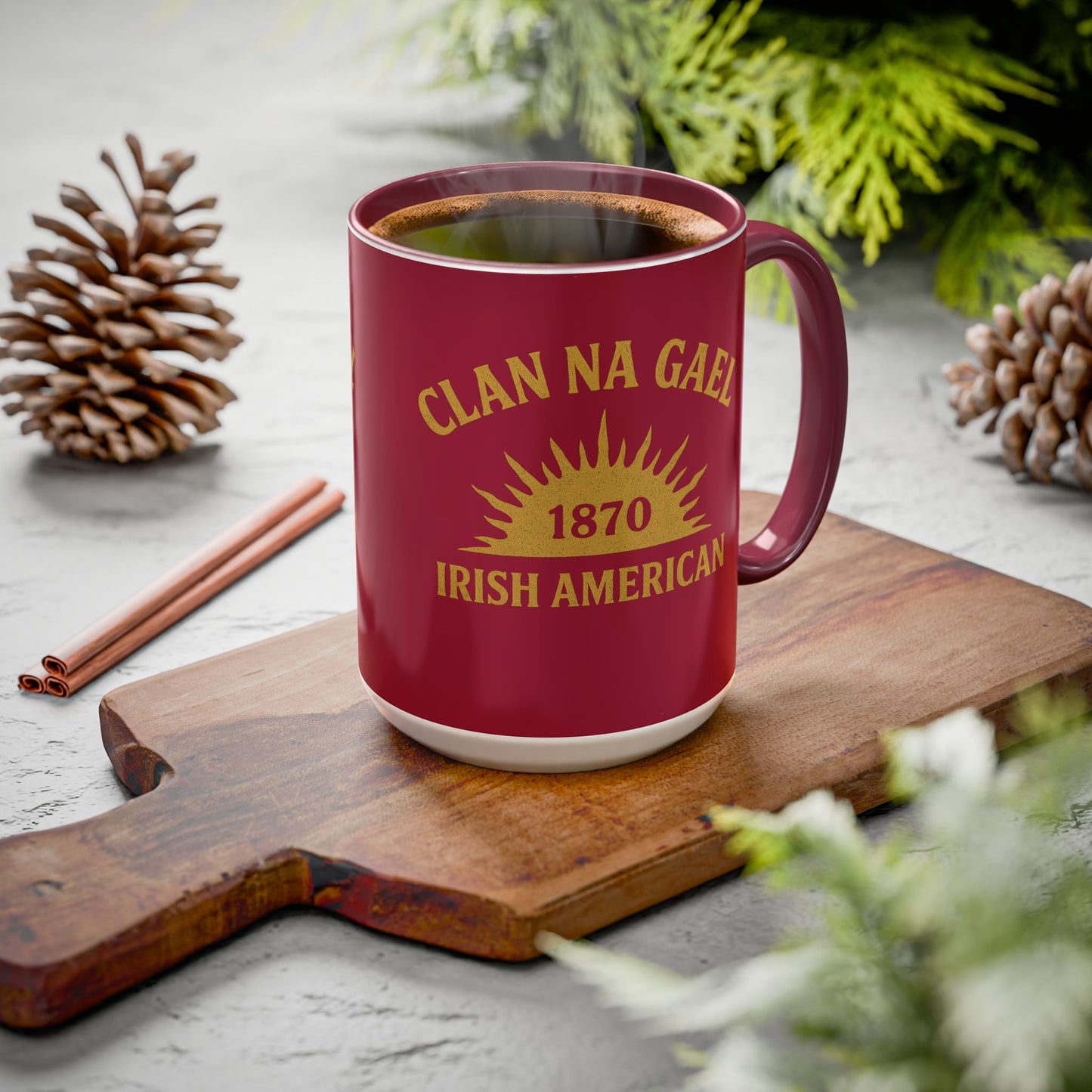 "Clan na Gael - Irish American", Colorful Mugs (11oz, 15oz) (Fénechas Red)