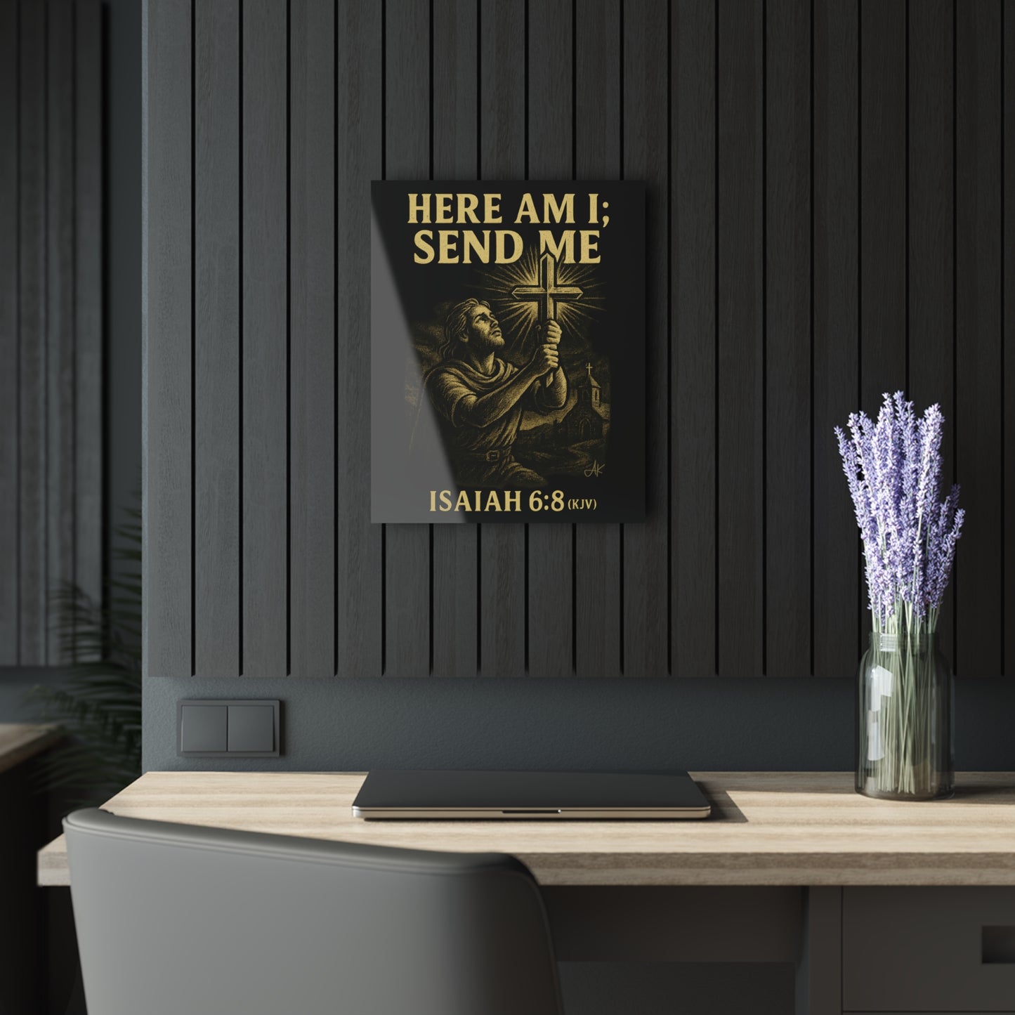 "Isaiah 6:8 (KJV)", Acrylic Wall Prints (French Cleat Hanging) (Shadow Black)